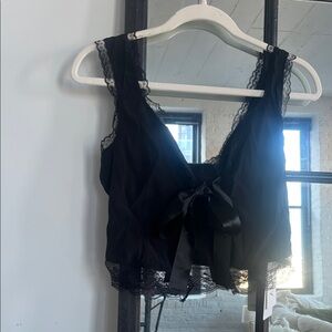 Elegant Black Lace Trim Camisole Top
